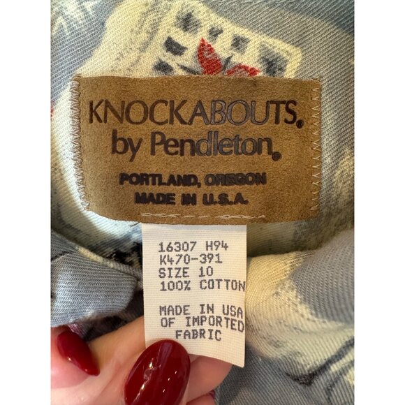 Pendleton Knockabouts Shirt Women 10 Gray Ivory Winter Snow Collared Button Down - Picture 9 of 11
